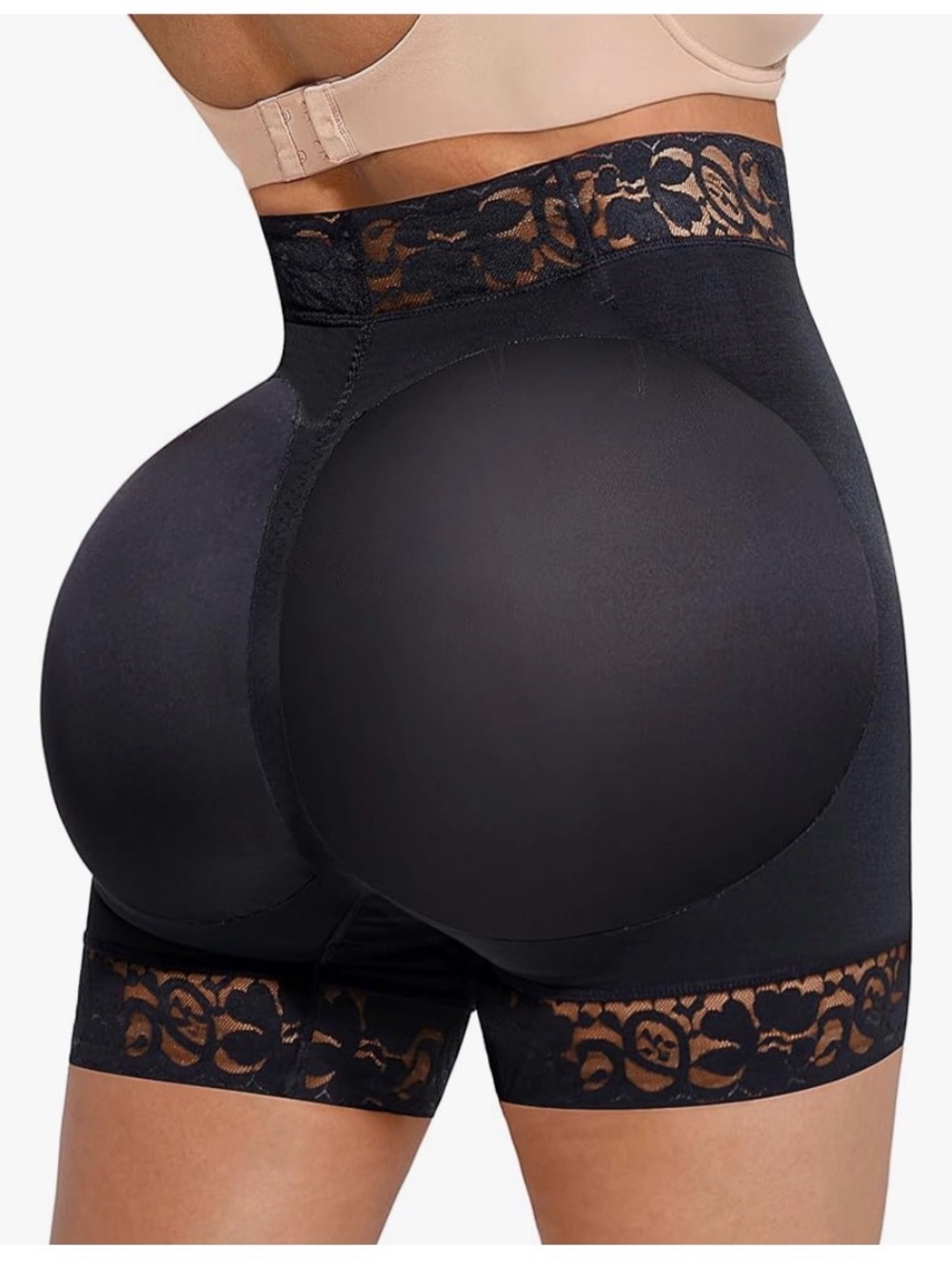 SHAPELLX Shapewear Butt Lifter Shorts with Lace Trim - Black NEW XS
